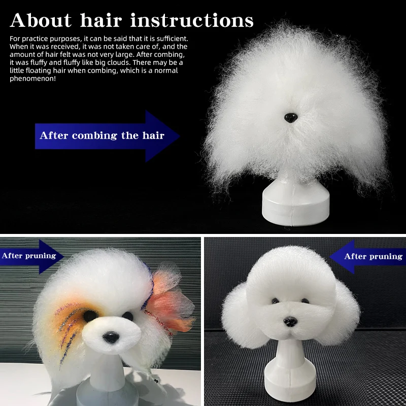 Teddy Head Model and pet professional beauty simulation wig model practice special skeleton environmentally friendly PE material dog grooming model