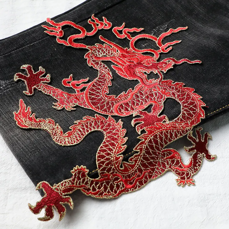 

MAXOME Dragon Ethnic Style Large Size Cloth Chinese Patches Clothing Decoration Hole Repair Embroidery Stickers Adhesive Sewing
