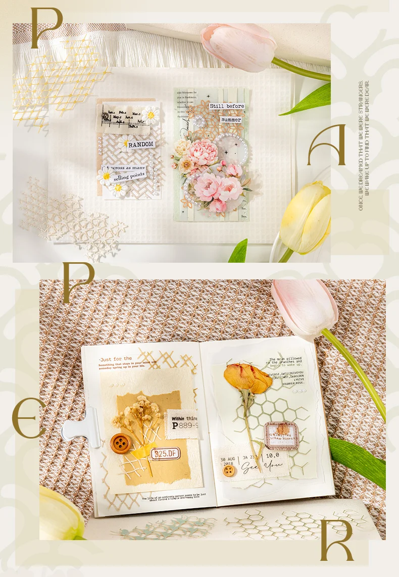 10 stücke Vintage textur Materialien Spitze papier Sammelalbum Materialien diy Fotoalbum Collage Journal Kreative Schreibwaren Mesh papier – Detail 11