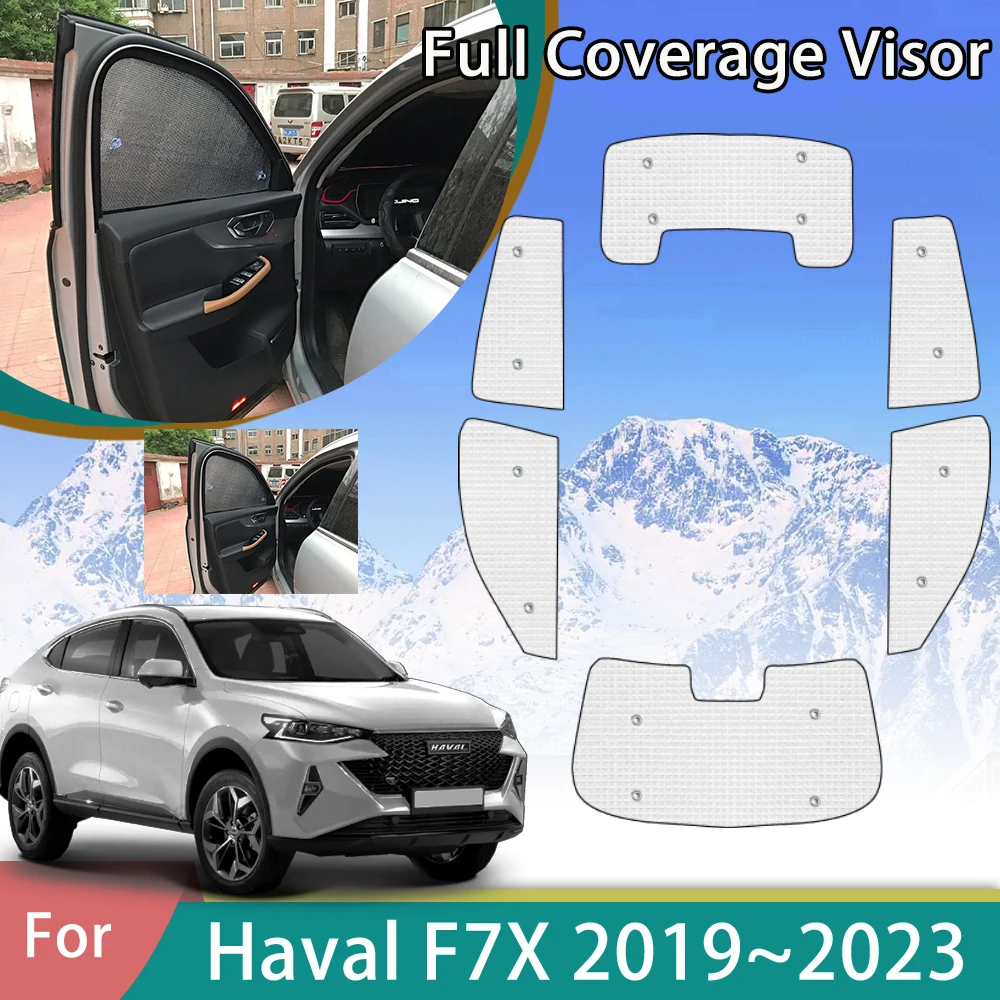 

Car Full Cover Sunshade For Haval F7X 2019 2020 2021 2022 2023 Auto Accessories Stickers Sun UV Protection Window Curtains Visor