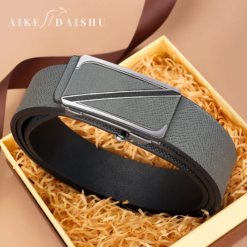 Fashion Exquisite Belt Z Letter Automatic Buckle Belt Men's Luxury Name Brand Designer Full Leather High Quality