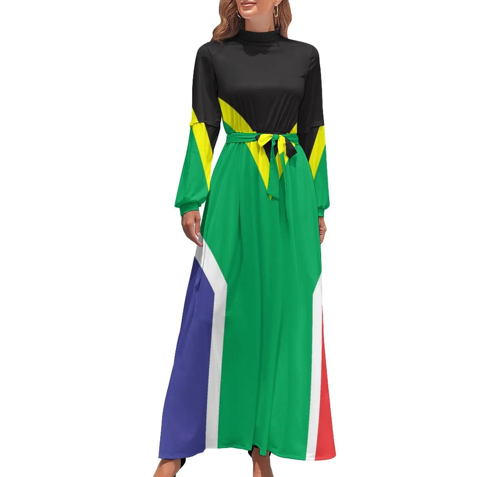 thumbnail image 1 of Vestido largo con bandera sudafricana, vestidos elegantes y chic para mujer, promoción, vestidos casuales, vestido de dama de honor para mujer, 1 of 5