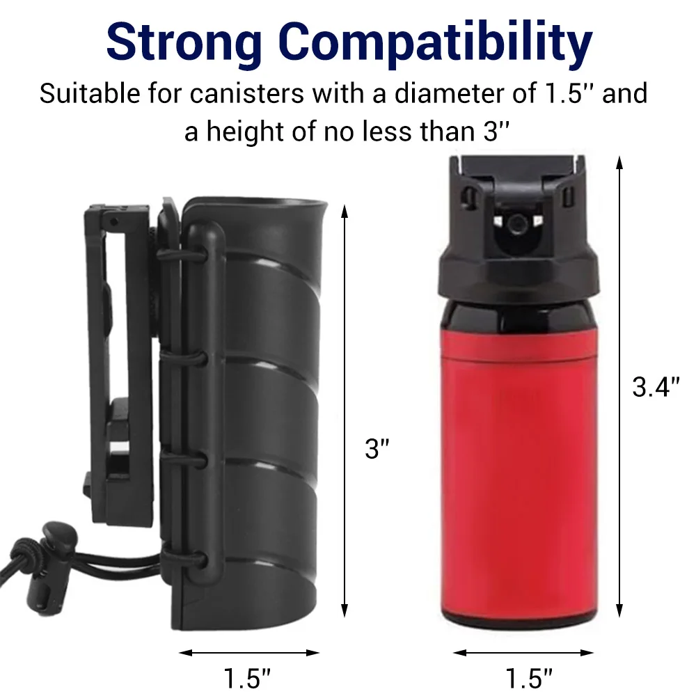 360 Rotating Spray Holster for Duty Belt Pepper Holder OC Mace Pepper Gel Holster MK3 MK4 Canister Carrier Pouch 1.5" 2.25" Belt pepper spray holster