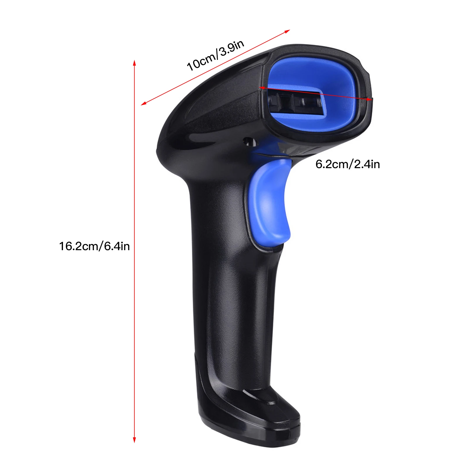 2.4G Wireless Barcode Scanner & USB Wired Barcode Scanner Automatic Handheld 1D Bar Code Reader w/ Rechargeable Battery