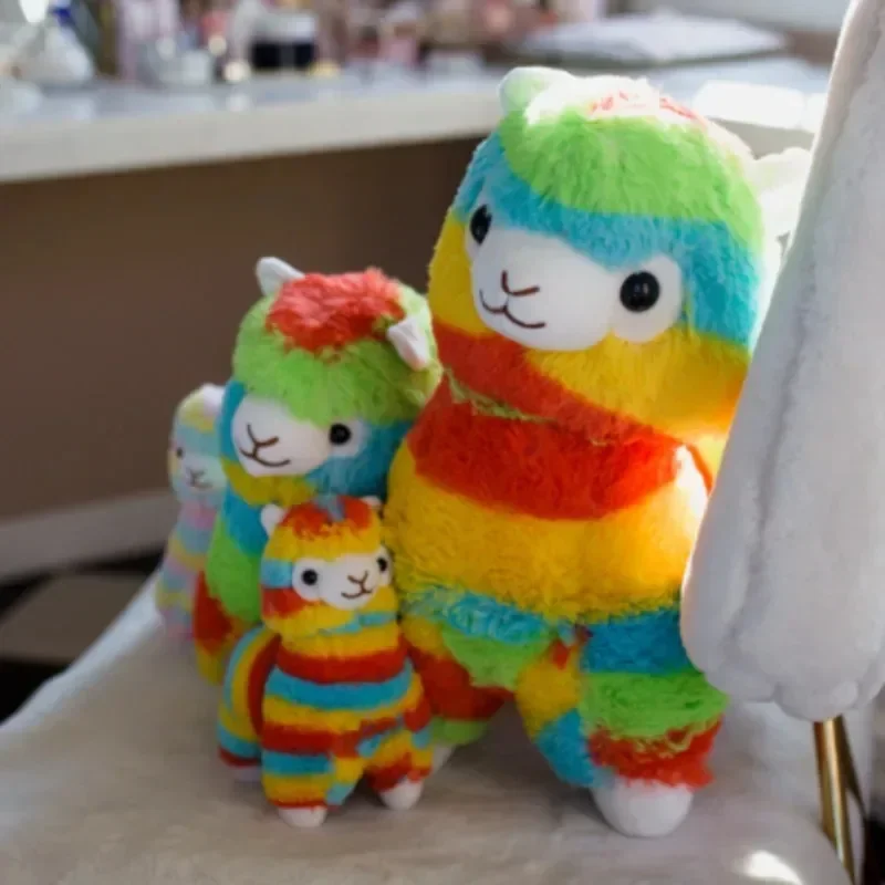 20-50cm Rainbow Alpaca Doll Divine Beast Pillow Plush Toy Stripe