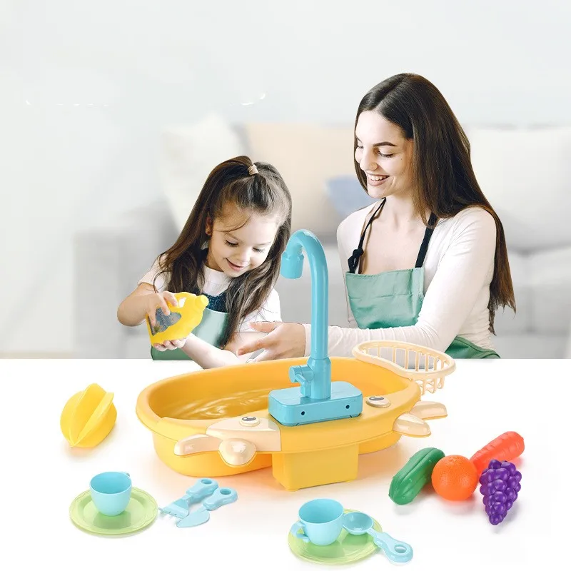 Kitchen Toy Plastic Dish Wash Sink Set Children Simulation Pretend Role Play Housework Kit Early Educational Toys For Children