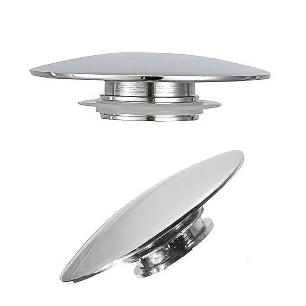 66mm Silver Chrome Basin Waste Pop-Up Sink Plug Cap Click Clack Push Button Floor Drain Cover Bath Plug Household Sink Strainer