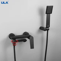 ULA Black Bathtub Faucet Brass Bathroom Shower Faucet with Swivel Tub Spout Shower Mixer Tap with Handheld Shower Mixing Valve 1