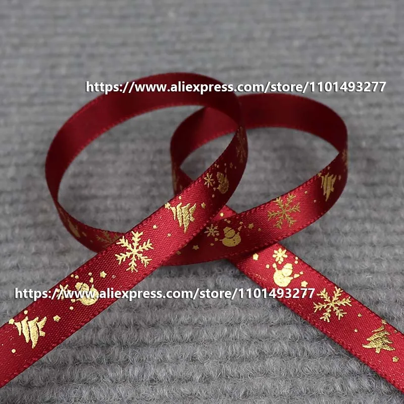 thumbnail image 5 of Cinta navideña de 5 yardas/20 yardas, 10 mm, cintas de grogrén de poliéster estampadas para decoración, envoltura de regalos, lazos para el cabello, cintas para manualidades, 5 of 5