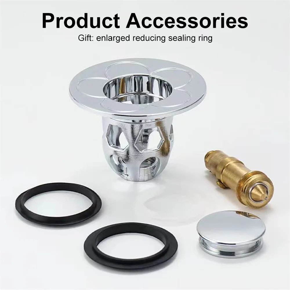 Description Picture 3 of itemUniversal Stainless Steel Pop-Up Bounce Core Basin Drain Filter Hair Catcher Shower Sink Strainer Bath Stopper Bathroom Tool