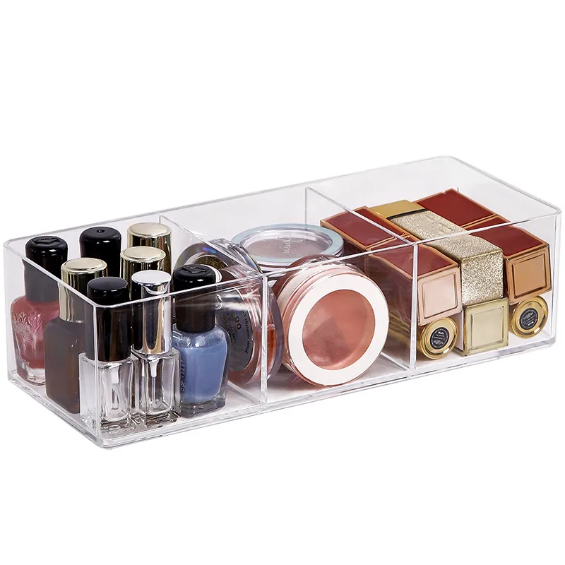Clear Acrylic Makeup Layered Storage Box Dressing Table Cosmetic Lipstick Finishing Grid Box Desktop Drawer Storage Compartment 5
