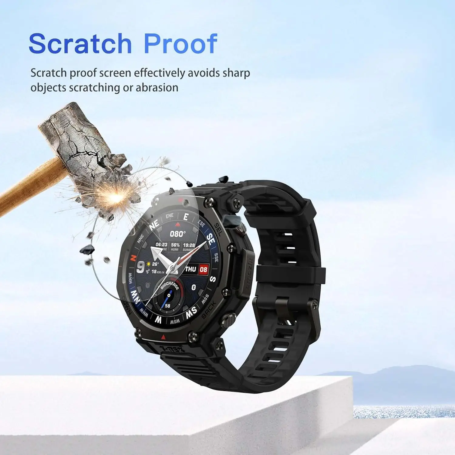 Amazfit T-Rex 3 용 강화 유리 보호 필름 Amazfit T-Rex 3 Pro 48mm 용 화면 보호 필름 안티 스크래치 투명 필름