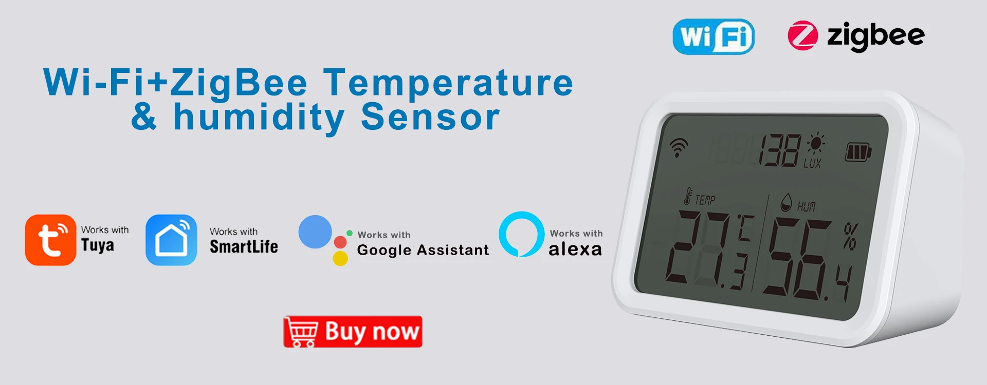 YOUYO TUYA Intelligenter Temperatursensor Wireless WiFi Indoor Thermometer LCD Display Fernüberwachung Kompatibel mit Alexa und Google Assistant