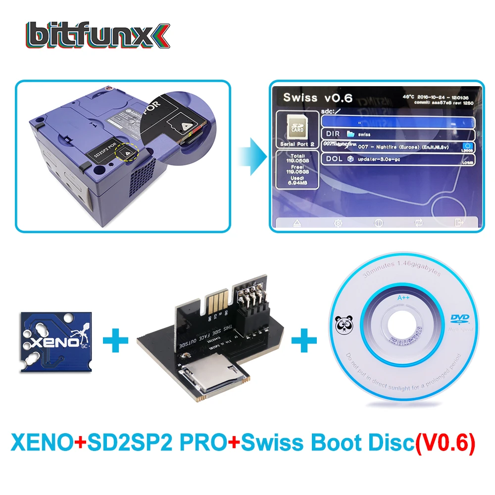 Sd Card Adapter Sd2sp2 Pro For Gamecube Ngc + Swiss Boot Disc V0.6 + Xeno  Modchip For Gamecube Ntsc-u/ntsc-j/pal - Accessories - AliExpress