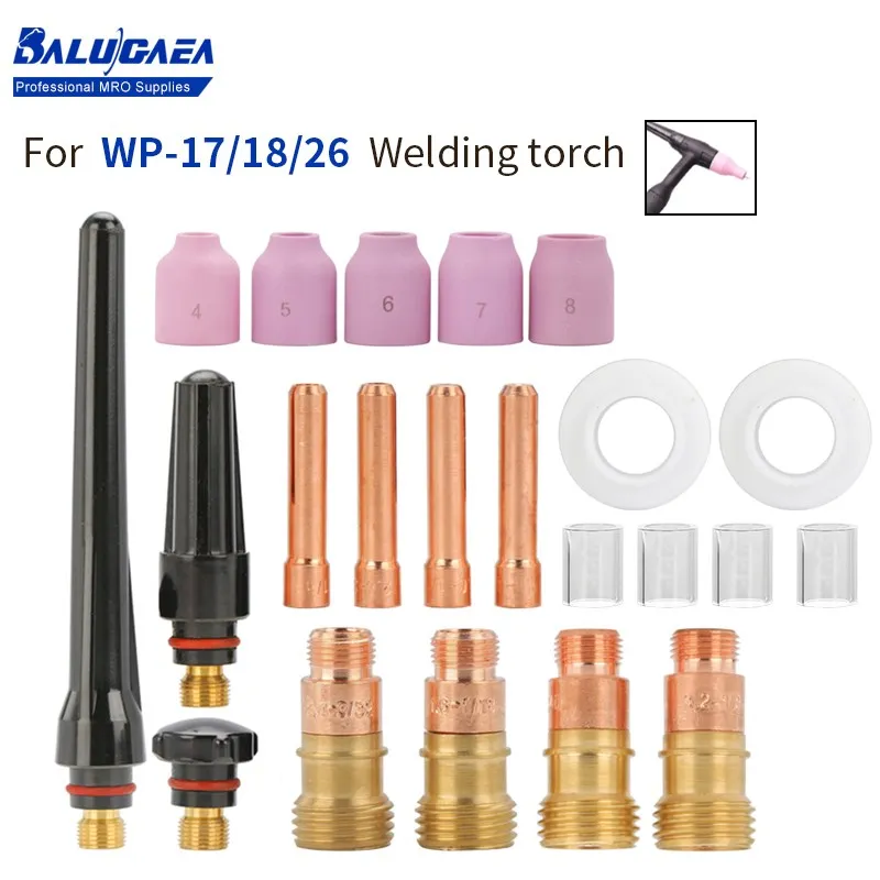 Welding Tool Accessories Kits Fit For WP-17/18/26 Series Welders Nozzle Ring Cover Pyrex Glass Cup Back Cup Gas Lens