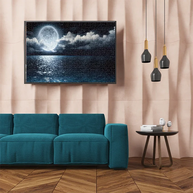 70*100cm 2000pcs Advanced Paper Jigsaw Puzzle Magical Moon Landscape Painting Stress Reducing Blazing with Color Christmas Gift 6