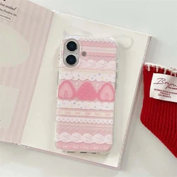 Cream Strawberry Cake Lace Bowknot Soft Phone Case Cover - iPhone 18 Pro Max (1)