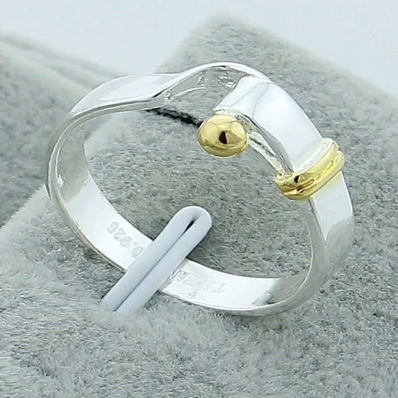 Anelli con perline in argento sterling 925 e oro per uomo e donna, anello alla moda, fede nuziale, gioielli con ciondoli, accessori. - immagine 2