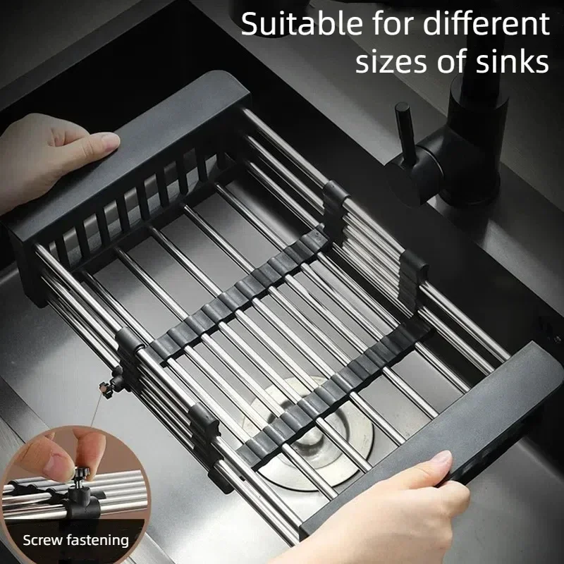 Expandable Dish Rack for Kitchen Sink Metal Dishing Drainer Multifunctional Basket of Dishes Sink Drying Rack Kitchen supplies bowl drying rack