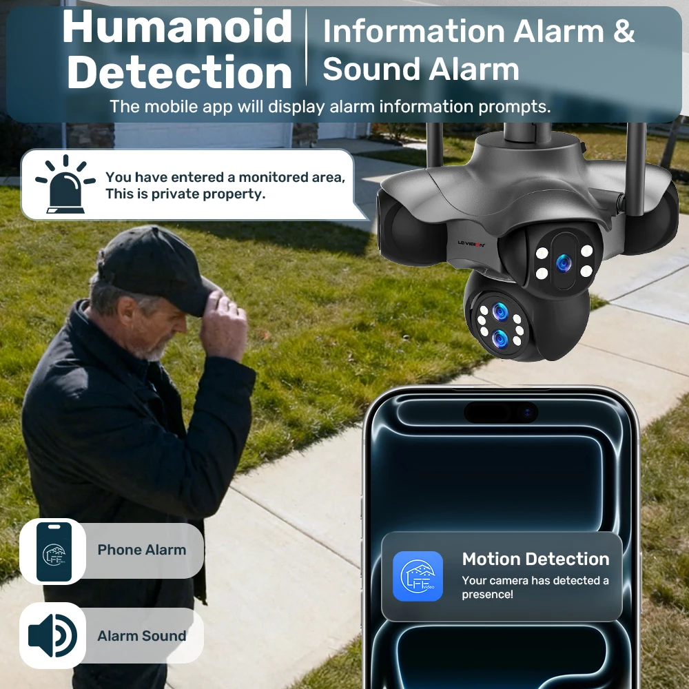 30MP Five Screens WiFi IP Camera 10X Optical Zoom PTZ Outdoor Security Camera Au