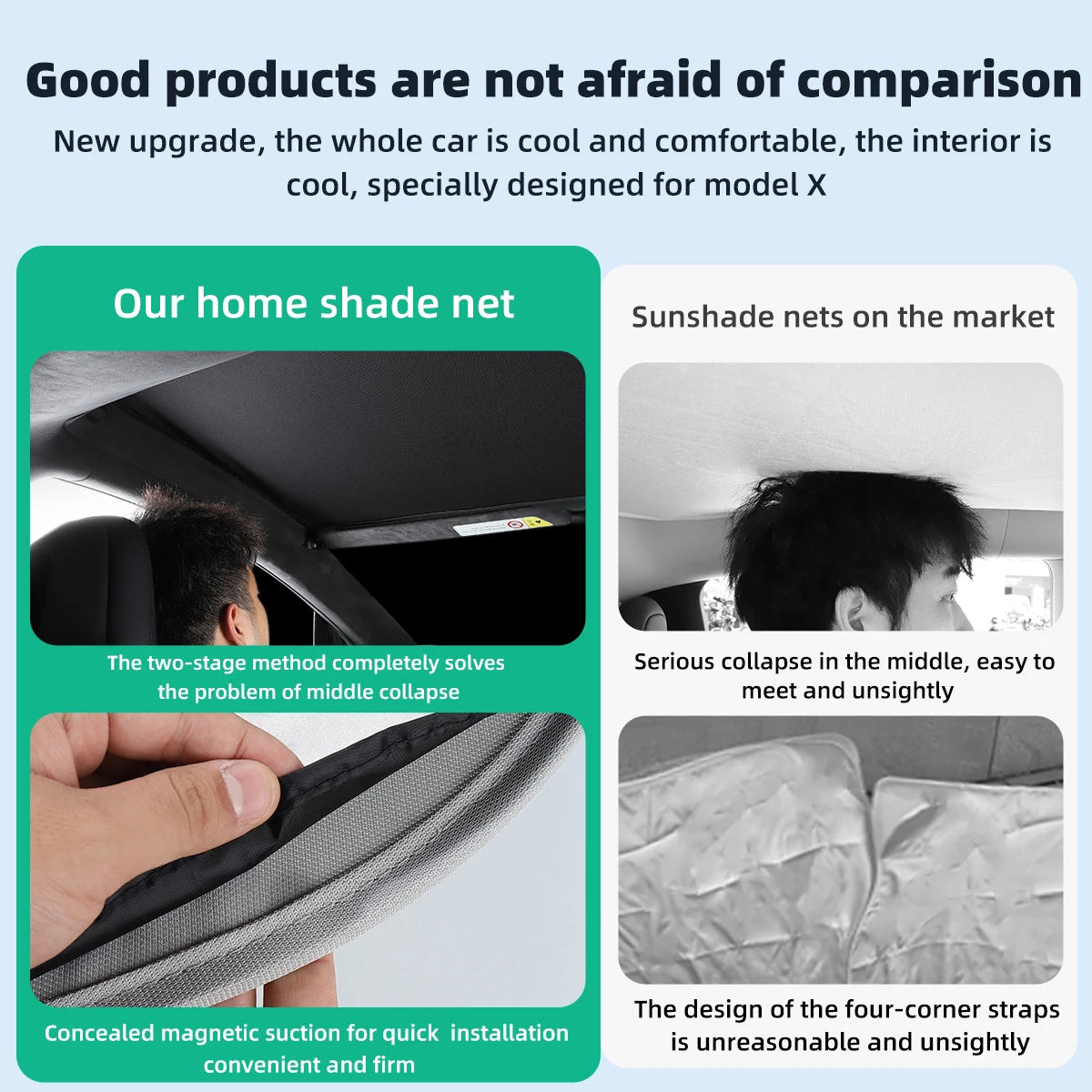 테슬라 모델 X 2023 채광창 블라인드 차양 네트, 자동차 액세서리, 유리 지붕 채광창 차양, UV 차단 차양