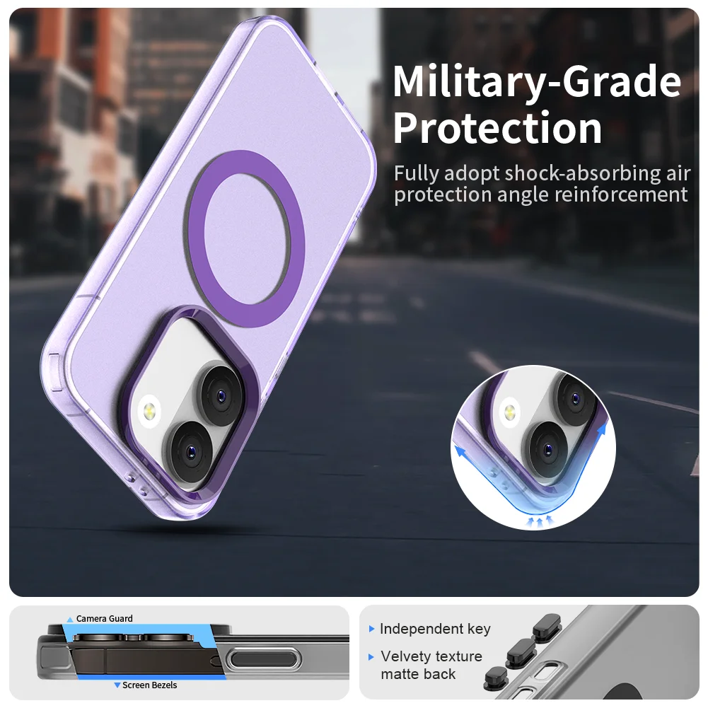 Luxury Armor Shockproof Matte Hard Case with Magsafe Magnetic Wireless Charging Compatibility
