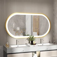 Gold Frame Oval Bathroom Mirror LED Lighted Anti-Fog Smart Vanity Mirror Anti-fog Dimmable Illuminated Innovative Makeup Mirror - Image 2