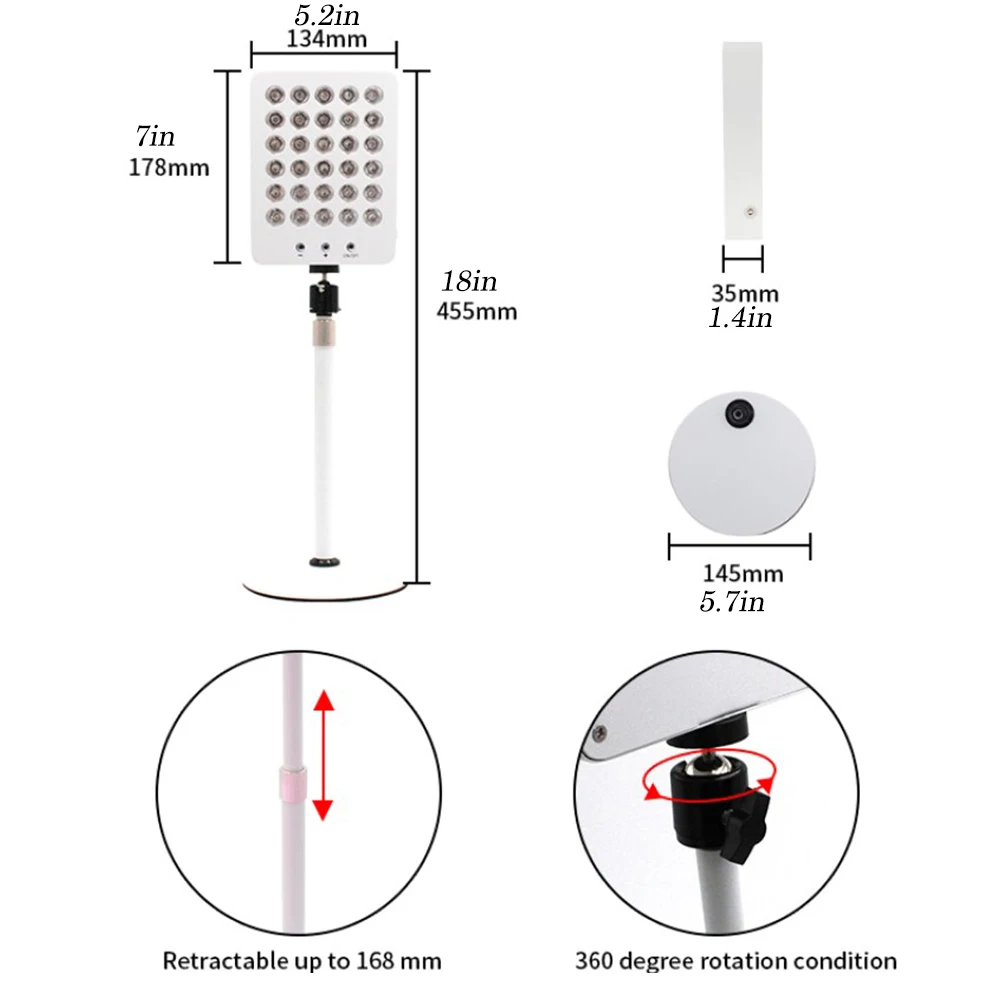 Red Light Therapy 30 Leds 660nm&850nm Infrared Anti Aging Whitening Lamp Wrinkle Skin Spots Removal Full Body Skin Pain Relief
