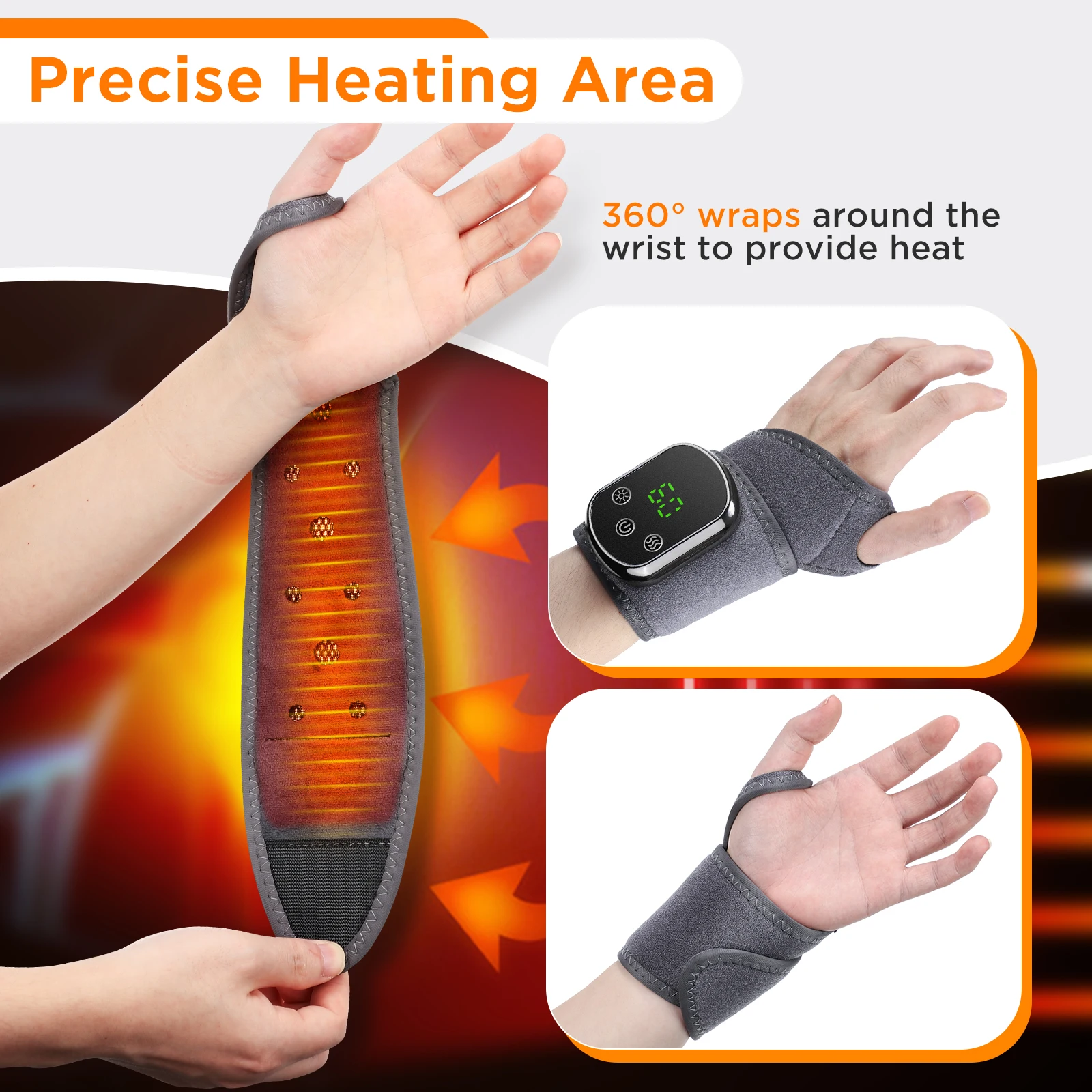 2 IN 1 Heating & Wrist Guard Vibration Massage Three-speed Temperature Adjustment USB Plug Cold Hot Protect Heating Wristband