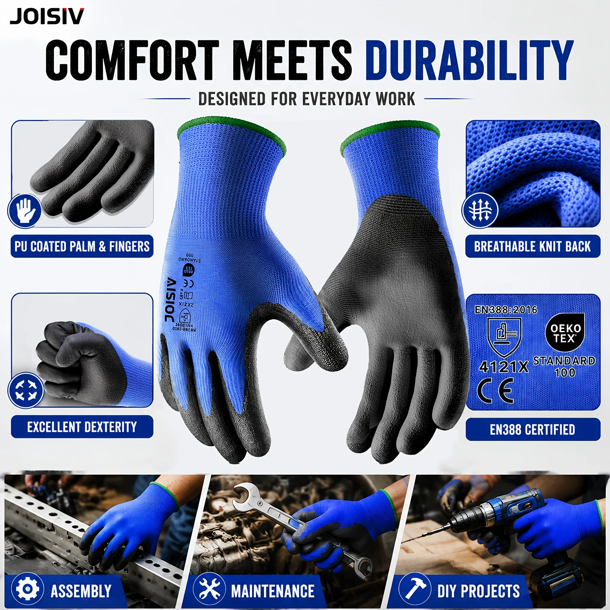Breathable Abrasion-Resistant Gardening Gloves - 24 Pack (12 Pairs)