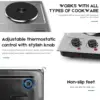 1800W Double Hot Plate, Stainless Steel Silver Countertop Burner Portable Electric Double Burners Electric Cast Iron Hot 3