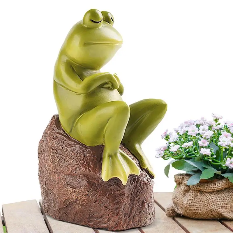 

Frog Statue Figurines portable resin desktop frog sitting ornament home bedroom bookshelf frog decorative Figurines accessories