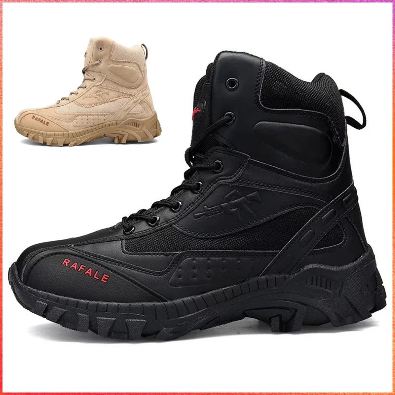 

Black High Quality Military Boots for Men Special Force Desert Combat Army Tactical Shoes Mountain Outdoor Tourism Jogging Shoe