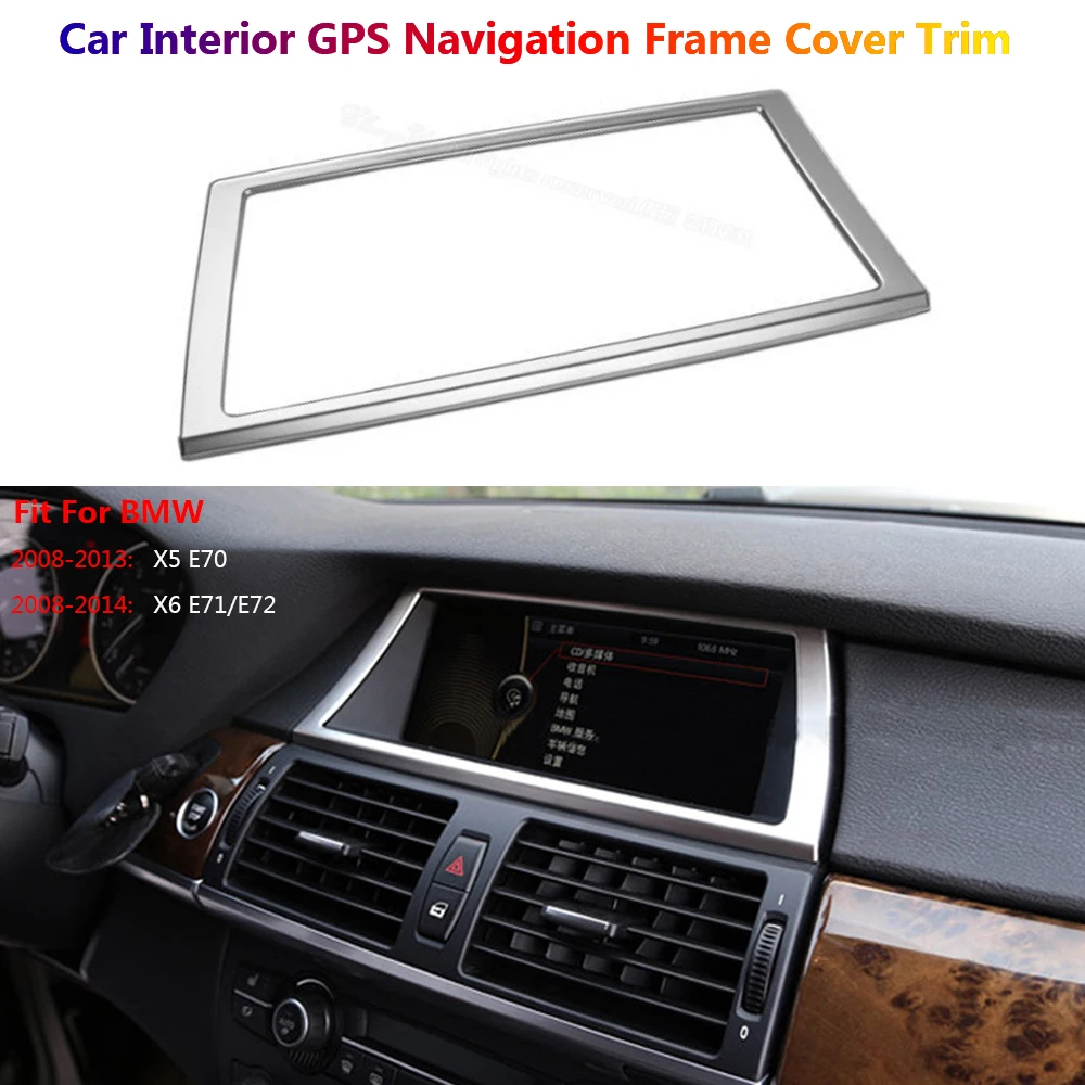 

Stainless Steel Car Center Console GPS Navigation Dashboard Frame Cover Trims For BMW X5 X6 E70 E71 E72 Interior Accessories