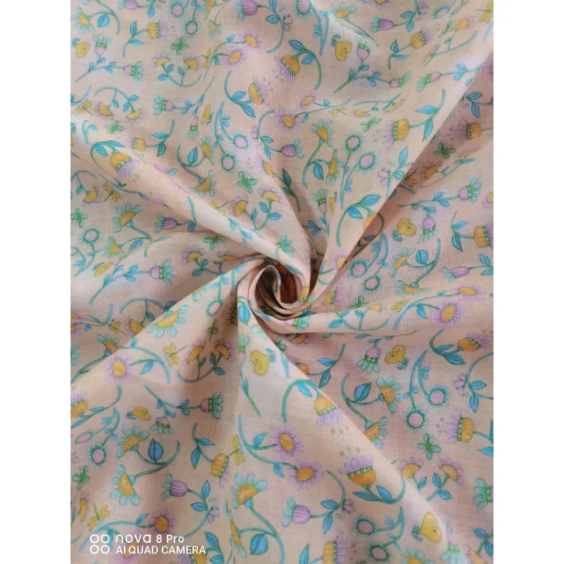 

High-quality natural pure ramie flax printed fabric is used by DIY sewing designers for thin organization of summer dresses