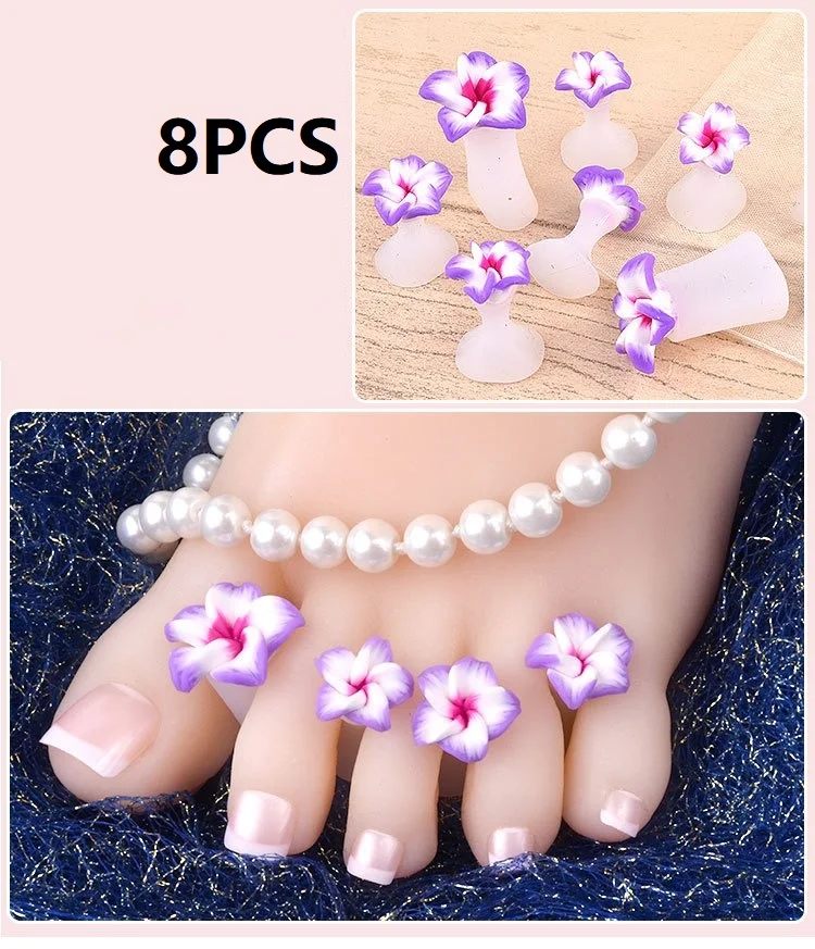 8PCS Silicone Toe Separator Correction Pedicure Foot Separator Pedicure Accessories Cute Soft Fingers Silicone Feet