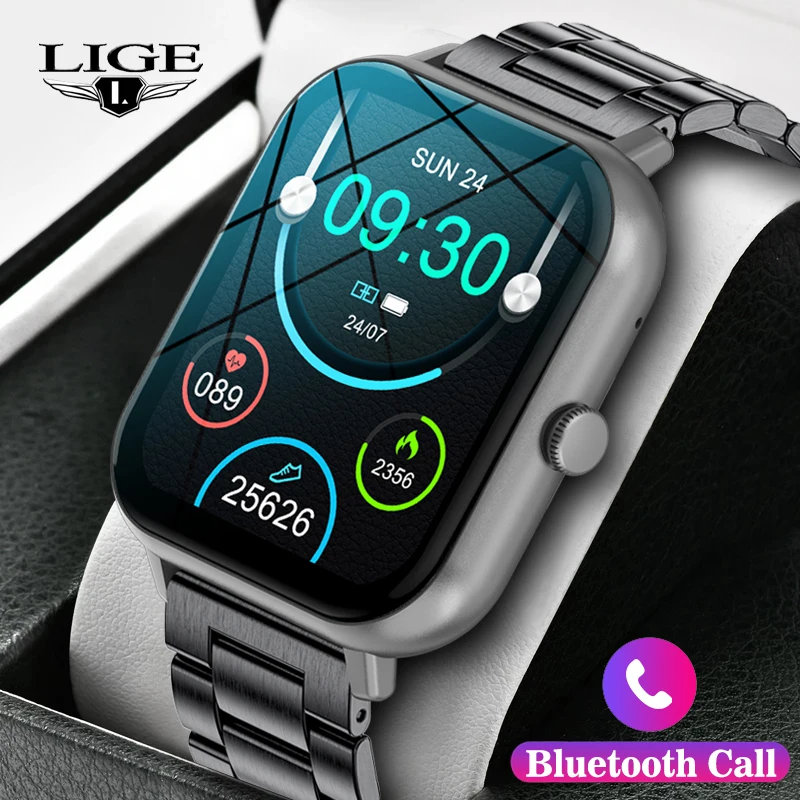 

LIGE Women Men Bluetooth Call Smartwatch Heart Rate Sleep Wristband Smart Voice Sport Modes Bracelet IP67 Waterproof Smart Watch