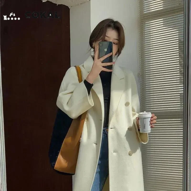 

Senior sense women's mid-length woolen coat British style high-end gentle suit collar woolen coat casual fashion trend