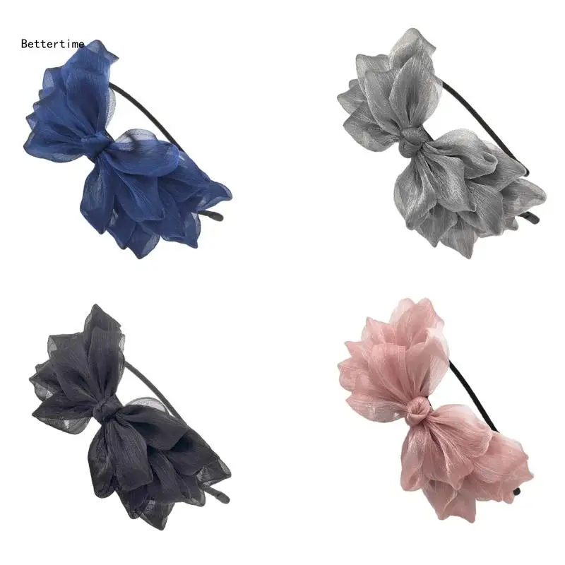 

B36D Delicate Headband Yarn Bowknot Prom Hairband Festival Party Headpiece for Girls