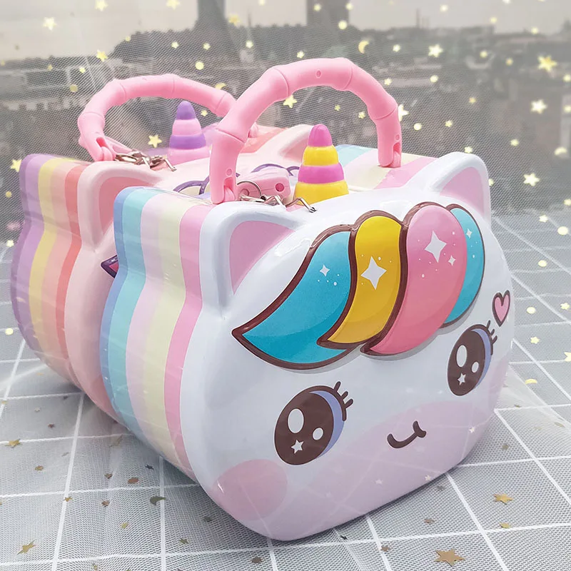 Cartoon Money Save Box Children Toy Survival Handbag Portable Coin Bank Cute Piggy Bank Anti-fall Piggy Creative With Lock money saving box piggy bank coin deposit box