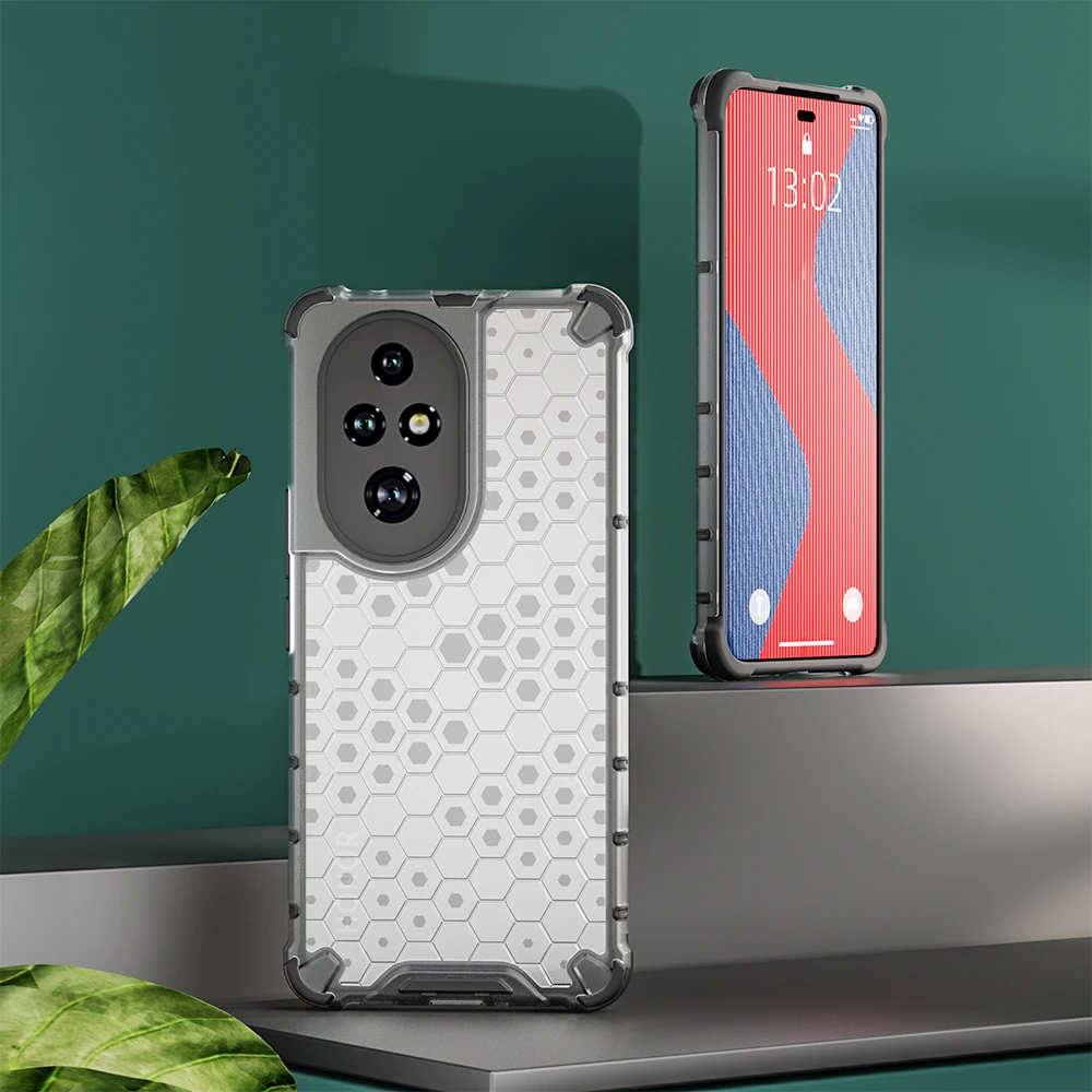 Shockproof Armor Phone Case - Transparent Honeycomb Design with Soft Silicone and PC