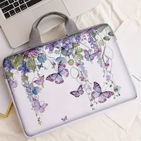 Ensemble une pièce, deux styles, sac et porte-documents pour ordinateur portable à motif papillon violet, adapté aux ordinateurs portables de 14 pouces 1