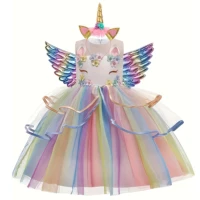 Costume de licorne de fête fantaisie, robe de princesse en tulle arc-en-ciel pour filles, pour enfants, carnaval, mariage, fête d'anniversaire, robe de cérémonie 3