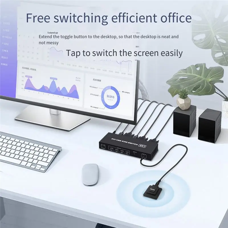 DVI KVM 스위치 2-In-1 4K 2대의 컴퓨터 공유 USB 키보드 마우스 프린트 모니터 다기능 스위칭 스크린-AEF7