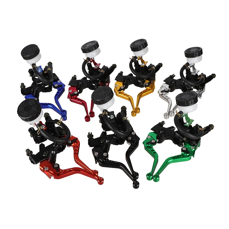 Universal 7/8" CNC Brake & Clutch Master Cylinder Reservoir Lever Set - Black, 14mm Piston