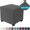 Square Ottoman Cover Polar Fleece Footstool Covers Elastic Footrest Slipcovers House Pouf Carre Furniture Protector Stool Covers 1