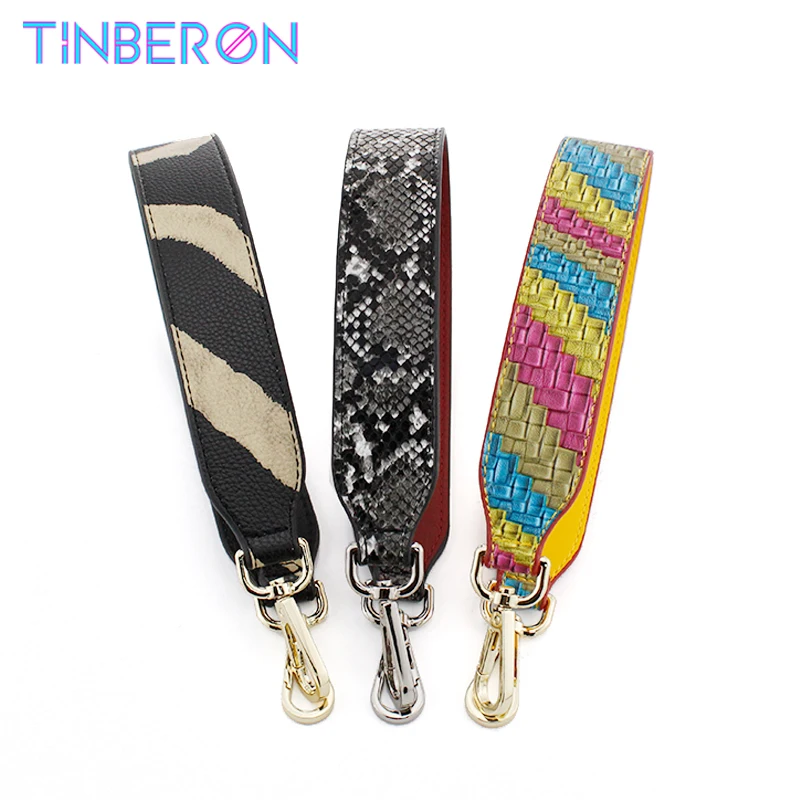 

TINBERON 58CM Leather Shoulder Bag Strap Handbag Handle Short Bags Strap Replaceable Fashion Serpent Leopard Wide Shoulder Strap