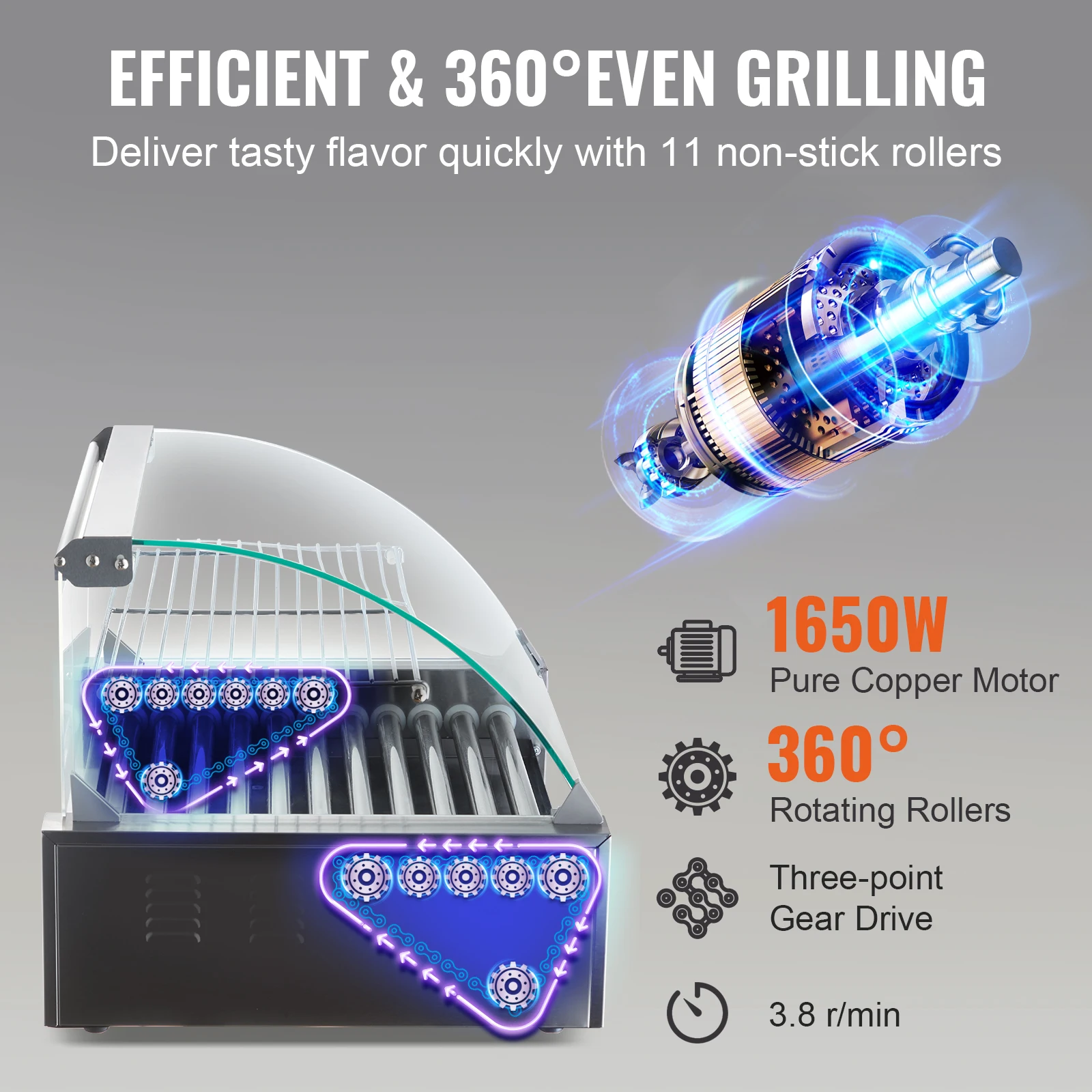 SucceBuy 5/7/11 Rods Commercial Hot Dog Roller Electric Sausage Maker Barbecue Grill Machine for Camping Party Home Appliance 5