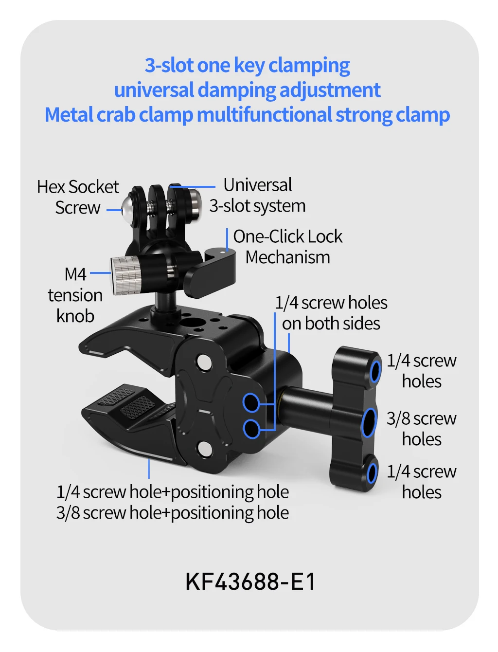 Universal Kugelkopf Super Clamp Einstellbar 15-46mm Lenkerrohrgriff für Gopro Hero Insta360 X5 X4 DJI Kamera Fotografie Rig – Detail 26