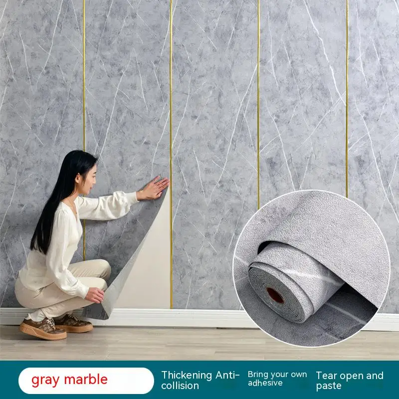 

Self-adhesive Wall Cloth TV Background Living Room Hotel Diatom Mud Marbling Veneer Foam Wallpaper Coil Decoration Sticker
